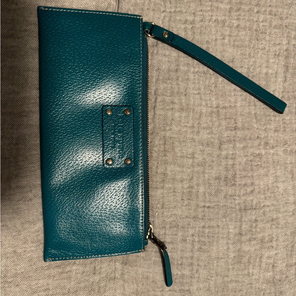 Elegant Teal Leather Wristlet